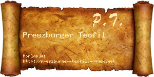 Preszburger Teofil névjegykártya